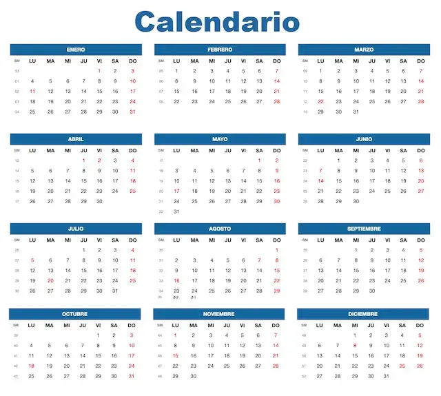 Calendario 2024 de Mexico Días festivos 2024
